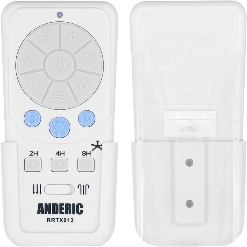 Anderic RRTX012 Replacement Ceiling Fan Remote Control Compatible with Harbor Breeze A25-TX012 A25-TX025 – 6-Speed Fan Control, Light Dimmer, Up & Down Lights, Reverse Airflow, Sleep Timer - Image 1